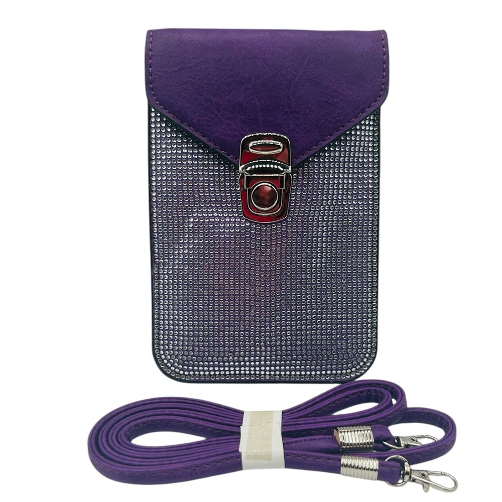 NWT Rhinestone Purple Cell Phone Crossbody Bag